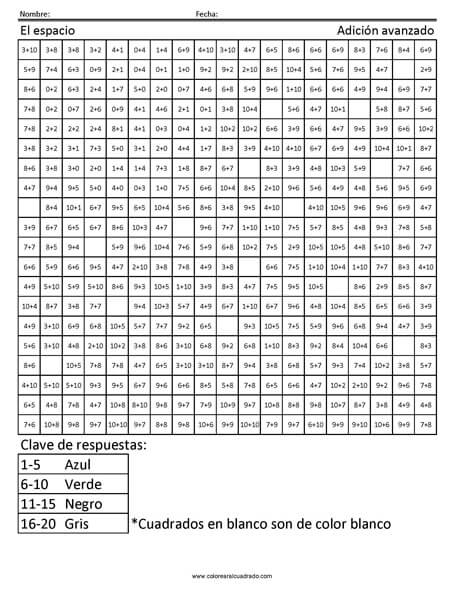 gratis para colorear adición avanzado