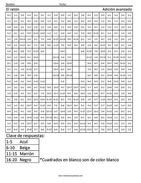 gratis para colorear adición avanzado