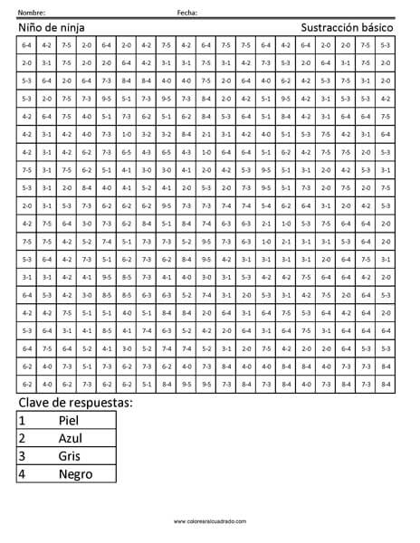 gratis para colorear Sustracción básico