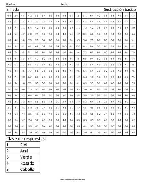 gratis para colorear Sustracción básico