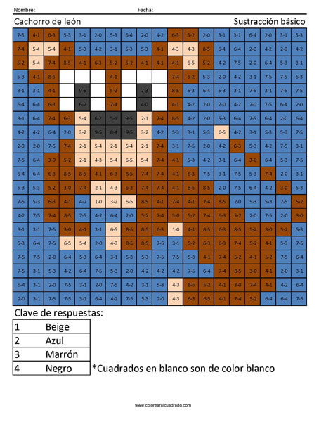Sustracción básica actividades descargar