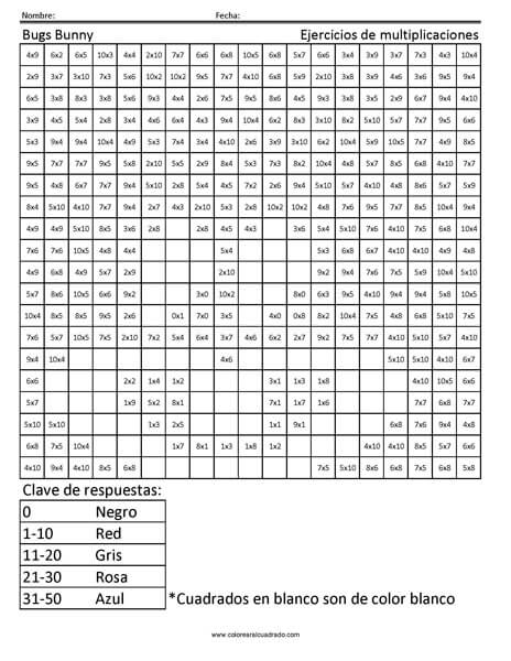 gratis para colorear multiplicación