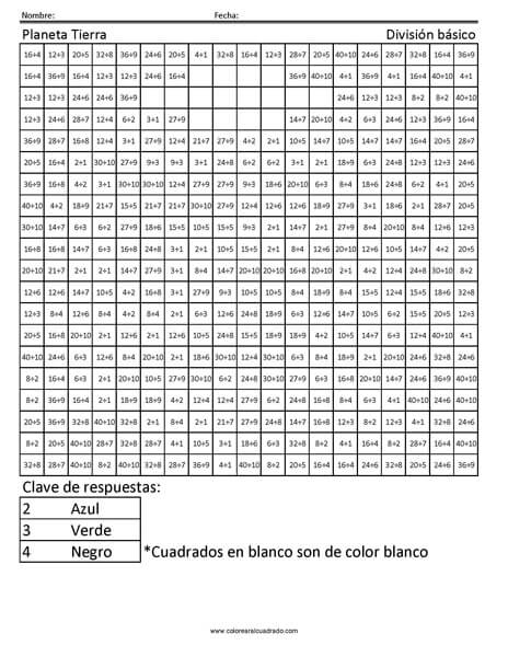 gratis para colorear división