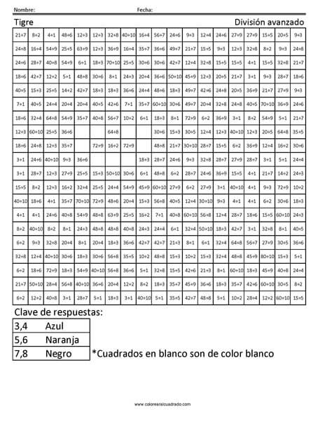 gratis para colorear división