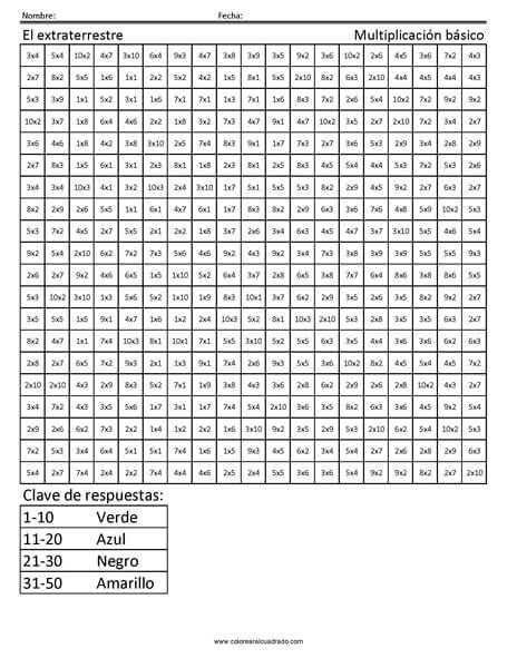gratis para colorear multiplicación