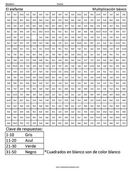 gratis para colorear multiplicación