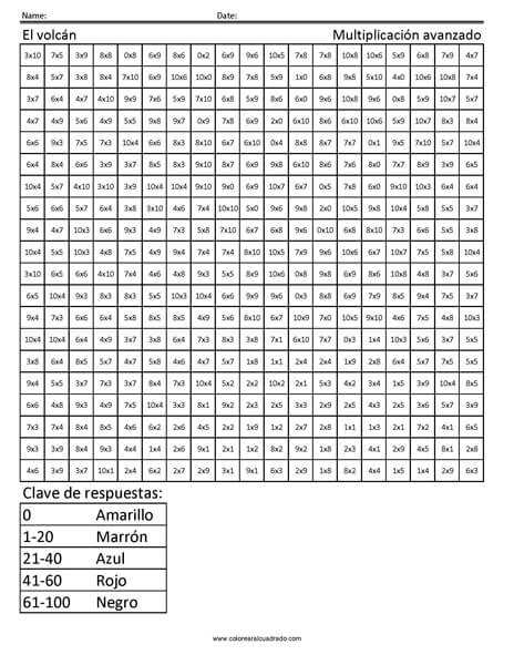 gratis para colorear multiplicación