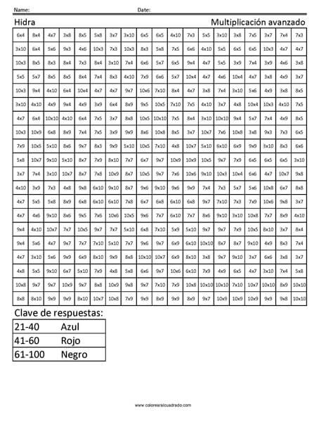 gratis para colorear multiplicación
