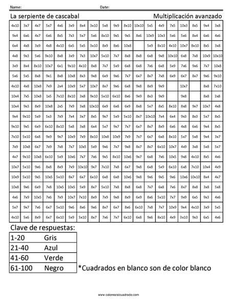 gratis para colorear multiplicación