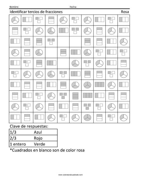 Identificar tercios de fracciones- Rosa