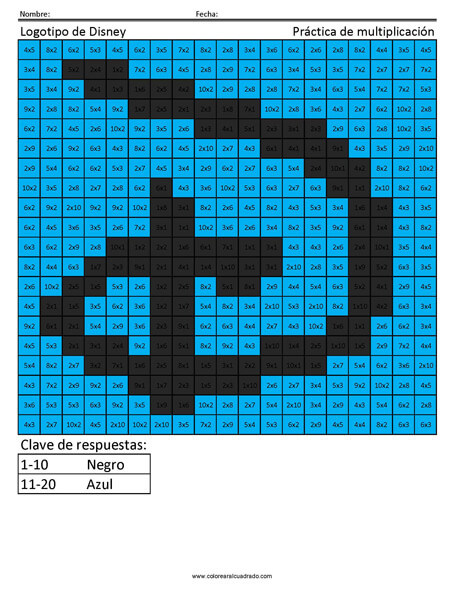 Logotipo de Disney Práctica de multiplicación