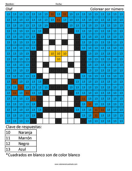 Olaf Disney Colorear por número