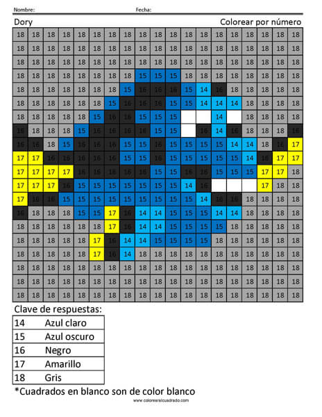 Dory Disney Colorear por número