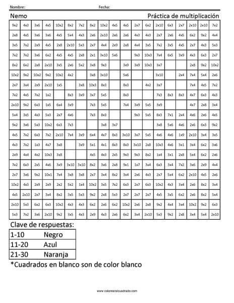 Nemo Práctica de multiplicación