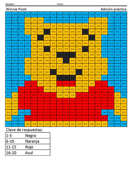 Winnie Pooh Disney Adición práctica