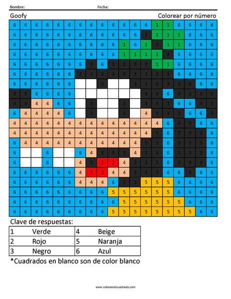 Goofy Disney Colorear por número