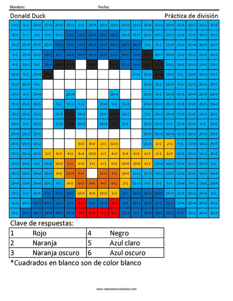 Donald Duck Disney Práctica de división