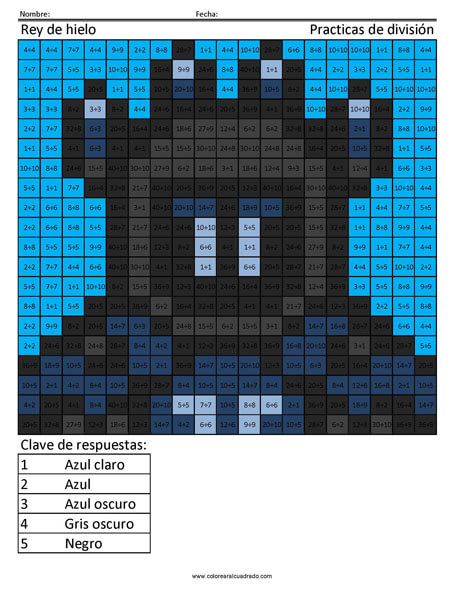 Fortnite Rey de hielo colorear por número practicas de división