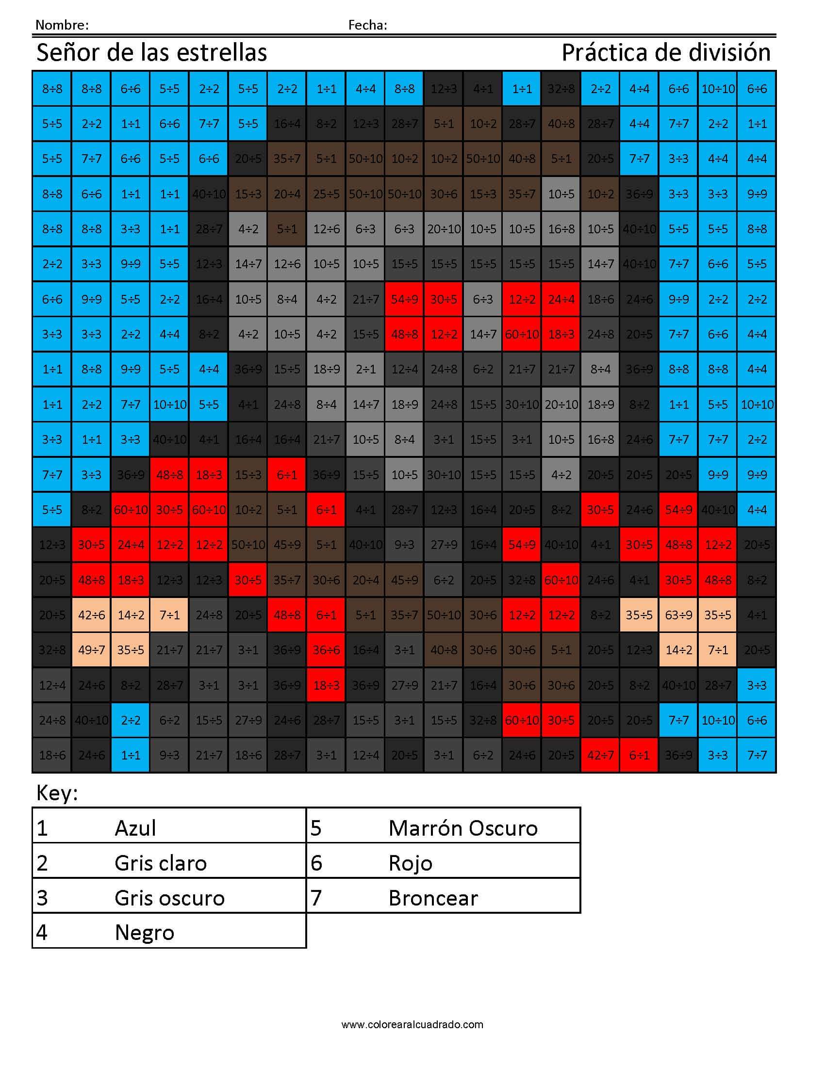 Senor Estrella Multiplicación Para Colorear