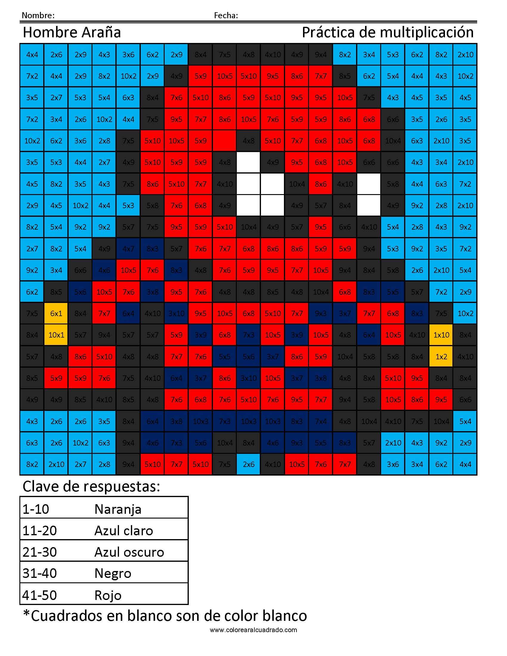 Hombre Arana Multiplicación Para Colorear