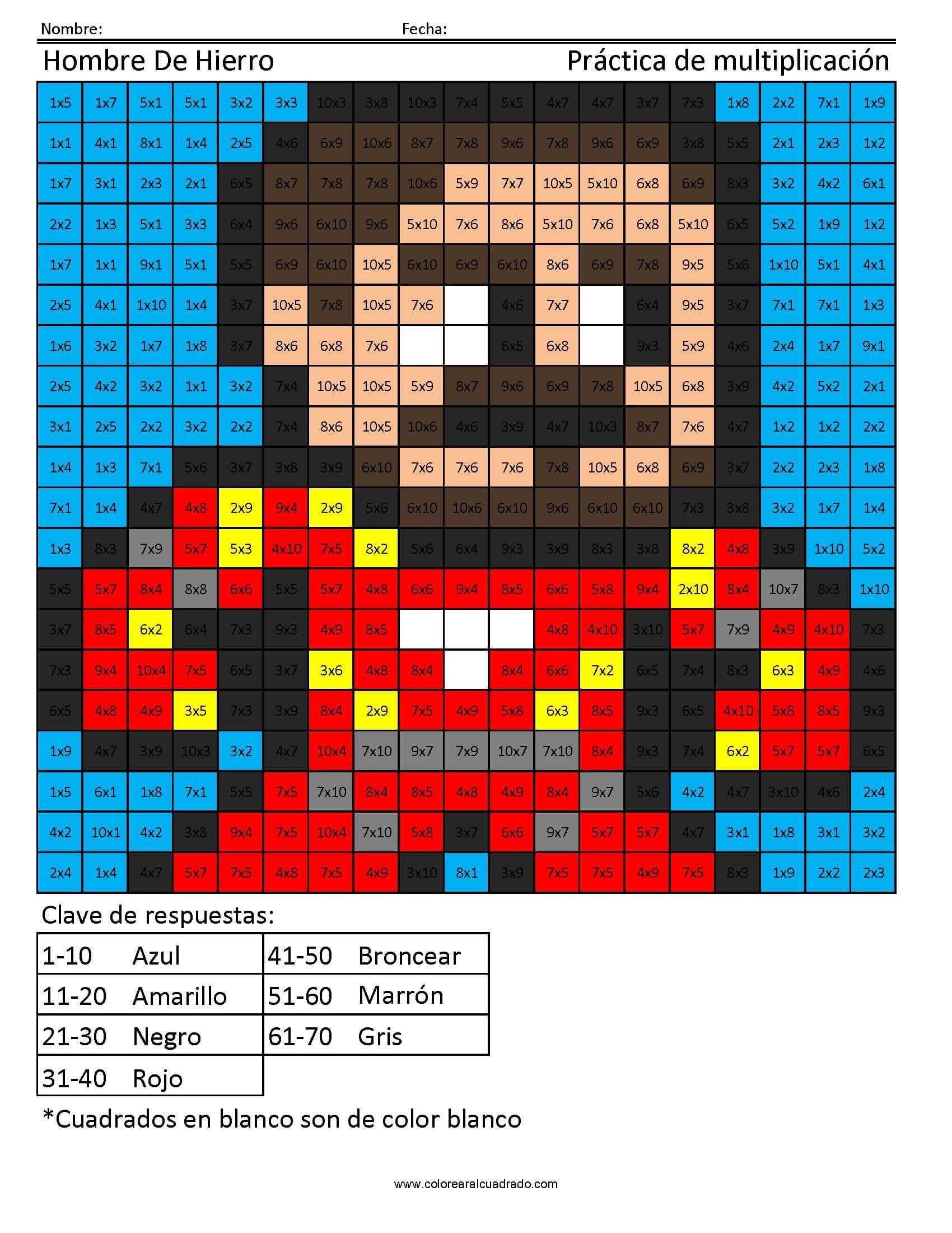 Hombre de Hierro Multiplicación Para Colorear